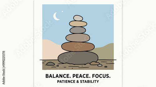 Stack of balanced stones representing peace and focus.
