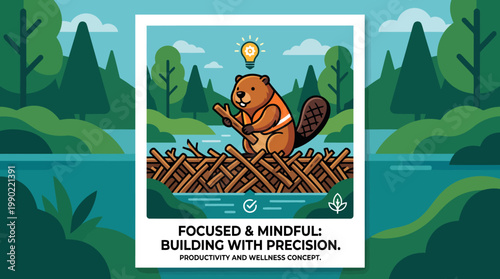 Beaver building a dam with precision and focus.