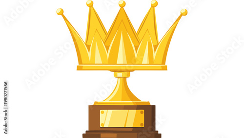 Golden crown trophy icon representing victory leadership prestige and top ranking achievement symbol vector
