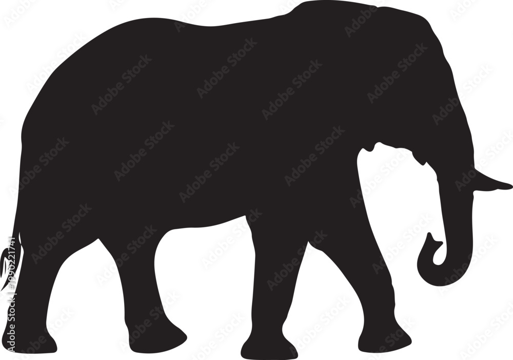 Obraz premium Black elephant silhouette, elephant icon, animal shape, wildlife symbol