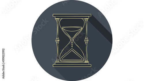 Hourglass timer icon with sand flowing between chambers representing time passing countdown and patience concept vector