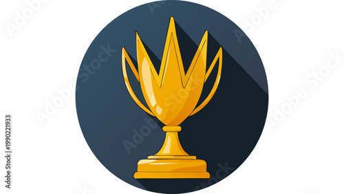 Golden crown trophy icon with sharp tips representing victory prestige leadership and top achievement award vector