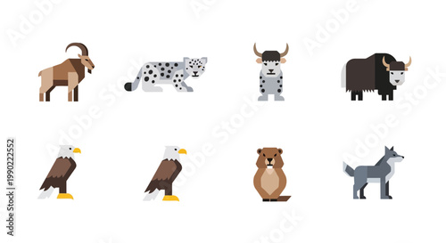 Collection of Pixelated Wildlife Icons Featuring Various Animals in a Distinctive Digital Art Style