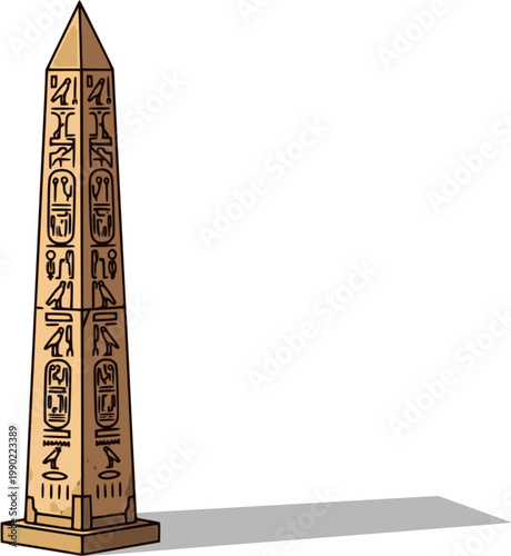 Ancient Egyptian Obelisk Flat Vector Illustration
