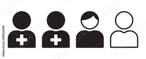 User avatar icon set for medical or business applications, including male and female profiles.