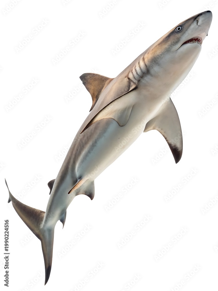 Fototapeta premium Large shark swims gracefully in open water