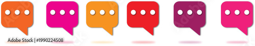 3D Speech bubble messages icon set in rainbow colors.
Chat box with comment. Online chatting in social
media. 3D Vector illustration
