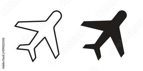 Fotografia Plane icon in black and white. clipart and line style icons