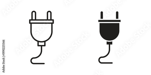 Картината върху платно Plug icon in black and white. clipart and line style icons