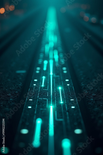 Smart Traffic System Data Lines Roads Vertical Perspective