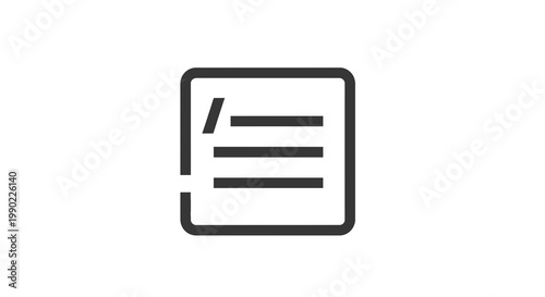 Simple line art illustration of a document icon on white representing a page with lines and a corner mark for easy identification