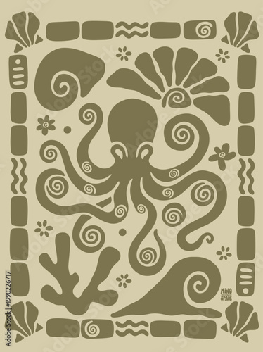 Octopus sea creature tentacles curled.