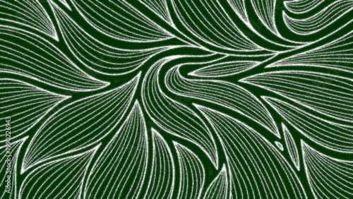 Intricate White Hand Drawn Leaf Vein Pattern on Deep Forest Green Background, Abstract Organic Nature Inspired Line Art with Grainy Texture