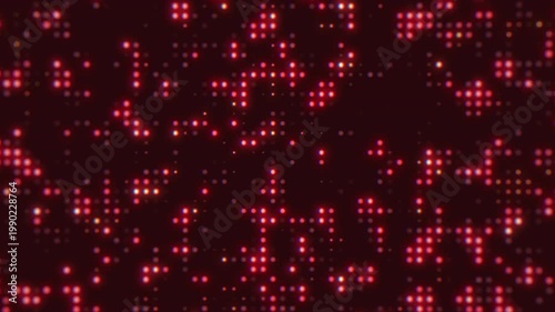 Red Glitter Particle Abstract Background with Sparkling Lights and Festive Bokeh Texture