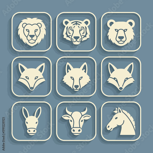 Collection of animal face icons 1.
