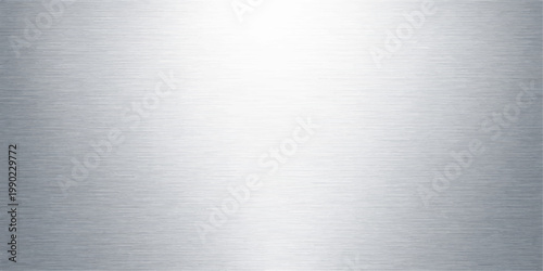 A seamless brushed metal plate texture featuring a shiny silver stainless steel surface with a gray metallic pattern on a textured aluminum alloy sheet material backdrop