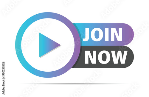 Join Now Interactive Social Media Banner Play Button Media Icon
