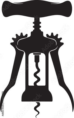 Black silhouette of a wine bottle corkscrew wine corkscrew