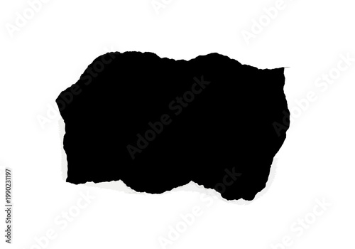 Black torn paper shape vector graphic illustration, abstract background element