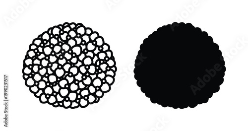 Black pepper vector icons, hand drawn peppercorn spice illustrations, organic round seasoning seeds, culinary ingredient silhouette and outline
