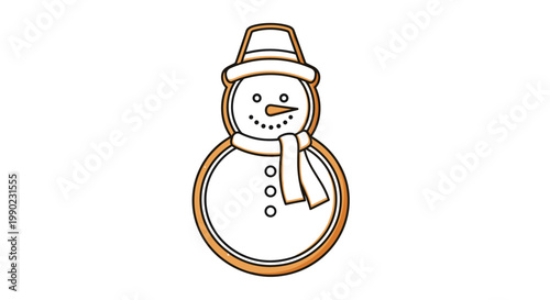 festive gingerbread snowman cookie decorated with white icing and a brown scarf as a sweet treat for winter holiday celebrations and snacks.