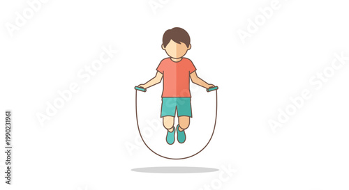 Boy jumping with skipping rope outdoors.
