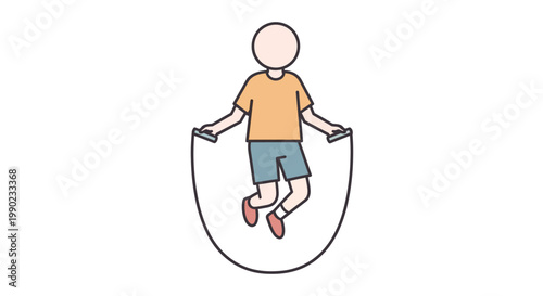 Boy jumping in exercise jump rope.