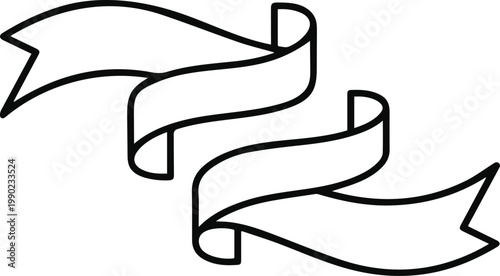 A black and white drawing of three ribbons
