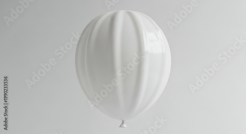 White Balloon Floating in a Minimalist White Background, Clean and Serene.