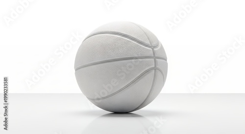 White Basketball on a Clean Background, Minimalist Sports Equipment.