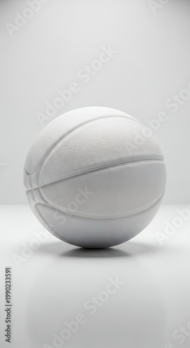 White Basketball on a Clean Background with Soft Lighting.