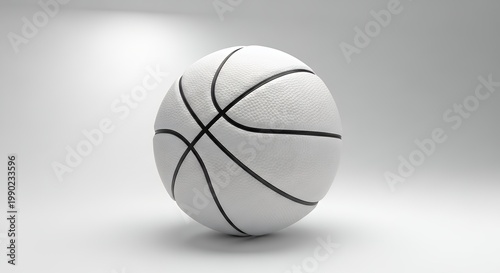 White Basketball on a Clean, Bright Background with Subtle Shadows.