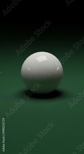 White Billiard Ball on Green Felt Table.