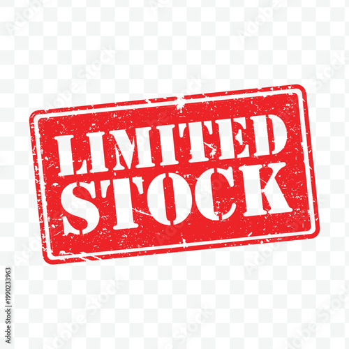 Limited Stock Red Rubber Stamp Bold Grunge Label Vector Illustration