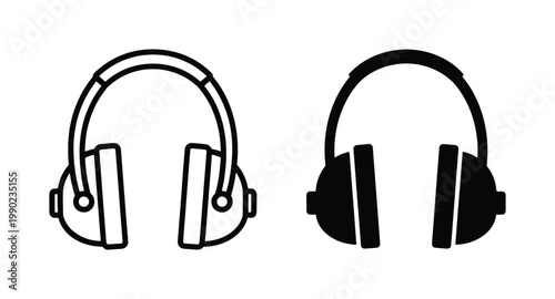 Industrial earmuffs icons set, protective noise reduction headphones vector, hearing protection safety equipment for construction and factory work