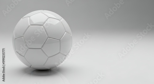 White Soccer Ball on a Clean Background, Minimalist Sports Equipment.