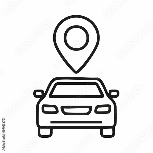 Car location pinpoint icon with navigation map pointer for smart vehicle tracking system.