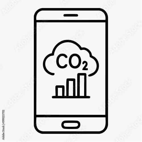 Smartphone with carbon emission tracker app interface