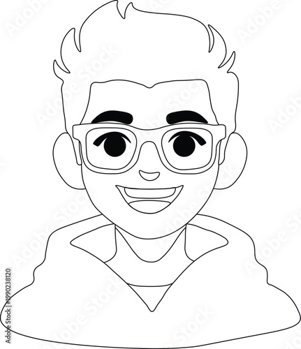 Male Avatar Character Before and After Coloring Vector Illustration