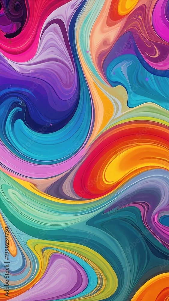 Obraz premium abstract background with colorful paint strokes blending in fluid, layered swirls, creating a vibrant, textured, and dynamic artistic pattern