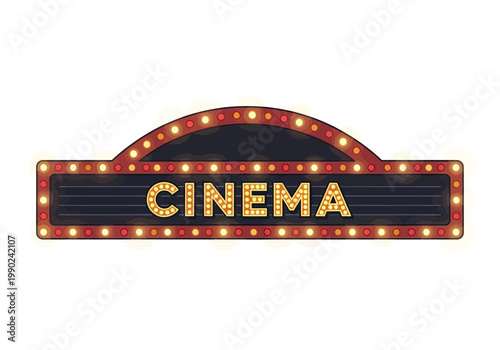 Cinema Marquee Sign Vector Illustration A Vintage Style Entertainment Emblem