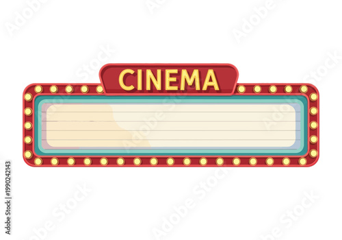 Vintage Cinema Marquee Vector Illustration with Empty Space for Text