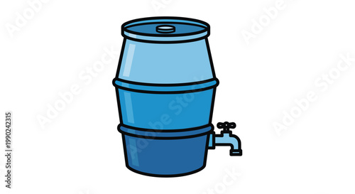 An elegant multi-layered blue water filtration container displays a unique tapered design and a convenient light blue dispensing tap for clean drinking water access.