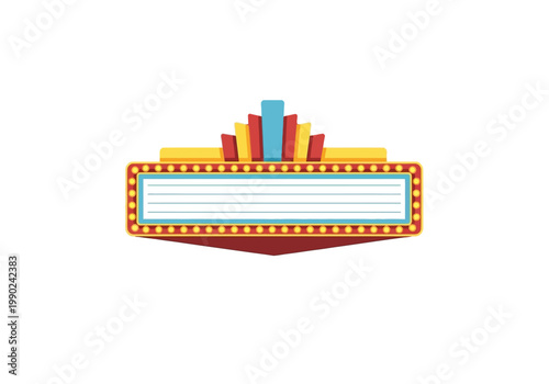Retro cinema sign vector illustration for entertainment and show business