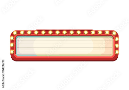 Vector vintage marquee sign with glowing lights, retro cinema or theater advertising