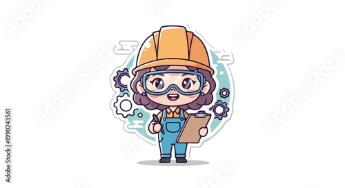 Celebrate the hardworking spirit of Labor Day with a charming cartoon engineer, embodying dedication and skilled craftsmanship. This delightful illustration highlights industrial contributions