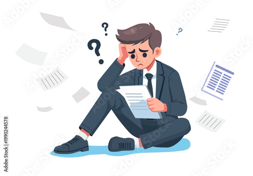 Confused Businessman with Document