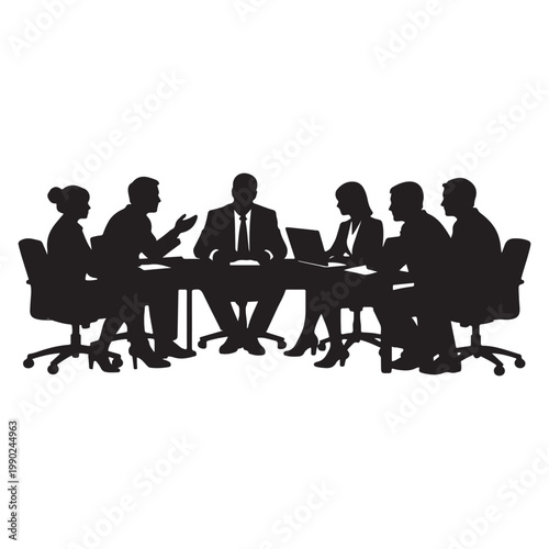 Business Meeting Silhouettes Vector Illustration