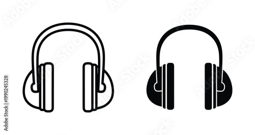 Industrial earmuffs icon set, protective noise reduction headphones vector, safety ear protectors for construction and hearing health