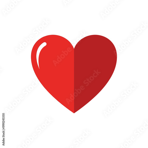 Red heart icon vector illustration for love and romance
